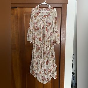 Flowy, floral, long sleeve, half up half down dress